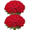 VEVOR Artificial Flowers, 60 pcs Real Looking Red Foam Fake Roses Bulk, Faux Red Bridal Shower with Stems for DIY Wedding Bouquets