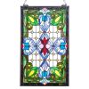 VEVOR Stained Glass Window Panel, 17 x 29 in, Tiffany Style Hanging Transom Window Panel with Chain, Large Vertical Rectangle Stain Glass