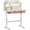 Children's Study Desk, Height Adjustable Writing Table with Tilt Desktop, Drawer & Storage, for School & Homework, Pink