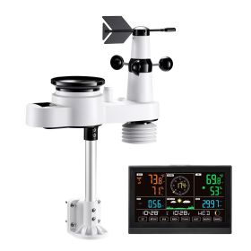 VEVOR 5-in-1 Wireless Weather Station, 7.5-Inch VA Display, Solar Powered Outdoor Sensor, Rain Gauge, Indoor Outdoor for Weather Forecast, Temperature