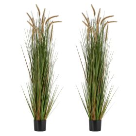 VEVOR Artificial Grass Plant, 2 Pack 59 inch Horsetail Reed Grass in Pot