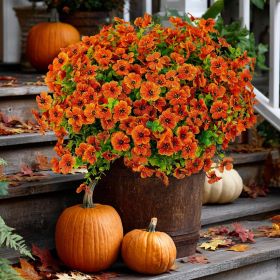 Artificial autumn flowers, outdoor fake chrysanthemums, fake plants, UV resistant and colorfast, simulated plastic greenery for gardens, porches