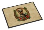NEW Yorkie Christmas Flowers Doormat Front Door Mat Indoor Outdoor Rugs for Entryway, Non Slip Washable Low Pile, 18H X 27W