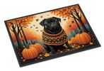 NEW Black Pug Fall Doormat Front Door Mat Indoor Outdoor Rugs for Entryway, Non Slip Washable Low Pile, 18H X 27W