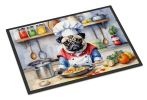 NEW Pug The Chef Doormat Front Door Mat Indoor Outdoor Rugs for Entryway, Non Slip Washable Low Pile, 18H X 27W
