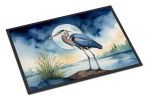 Blue Heron Under the Moonlight Doormat Front Door Mat Indoor Outdoor Rugs for Entryway, Non Slip Washable Low Pile, 24H X 36W