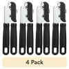 (4 pack) 2 Ply Manual Can Opener with Integrated Bottle Opener, Black
