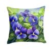 Rhode Island Violets in Watercolor Throw Pillow Machine Washable, Indoor Outdoor Decorative Pillow for Couch, Bed or Patio, 18Hx18W