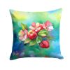 Arkansas Apple Blossom in Watercolor Throw Pillow Machine Washable, Indoor Outdoor Decorative Pillow for Couch, Bed or Patio, 18Hx18W