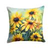 Maryland Black-Eyed Susans in Watercolor Throw Pillow Machine Washable, Indoor Outdoor Decorative Pillow for Couch, Bed or Patio, 14Hx14W