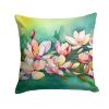 Louisiana Magnolias in Watercolor Throw Pillow Machine Washable, Indoor Outdoor Decorative Pillow for Couch, Bed or Patio, 14Hx14W
