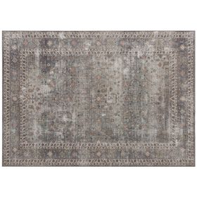 Machine Washable Area Rug 4x6, Non-Slip Traditional Floor Cover Foldable Carpet for Living Room, Dark Mixed-Brown