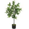 Potted Fake Plant, Lifelike Laurel Artificial Tree with 345 PEVA Leaves for Home Decor, Green