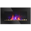 28.5" 1450W Electric Wall-Mounted Fireplace with Flame Effect, 7 Color Background Light, Black