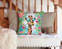 NEW Hippie Animal Giraffe Throw Pillow Machine Washable, Indoor Outdoor Decorative Pillow for Couch, Bed or Patio, 14Hx14W