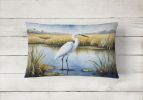 Birds, Birds, Birds Throw Pillow Throw Pillow for Indoor Couch Bed Outdoor Patio Washable, Snowy Egret 7533,12Hx16W