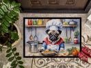 NEW Pug The Chef Doormat Front Door Mat Indoor Outdoor Rugs for Entryway, Non Slip Washable Low Pile, 18H X 27W