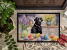 NEW Decorating Easter Black Labrador Retriever Doormat Front Door Mat Indoor Outdoor Rugs for Entryway, Non Slip Washable Low Pile, 18H X 27W
