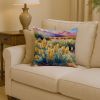 New Mexico Yucca Flower in Watercolor Throw Pillow Machine Washable, Indoor Outdoor Decorative Pillow for Couch, Bed or Patio, 14Hx14W