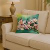 Louisiana Magnolias in Watercolor Throw Pillow Machine Washable, Indoor Outdoor Decorative Pillow for Couch, Bed or Patio, 14Hx14W