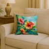 Hawaii Hawaiian Hibiscus in Watercolor Throw Pillow Machine Washable, Indoor Outdoor Decorative Pillow for Couch, Bed or Patio, 18Hx18W