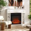 Baroque Fireplace Mantel, Freestanding Fireplace Surround with Leg for Electric Fireplaces, 45.3" W x 39.4" H, White