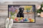 NEW Decorating Easter Black Labrador Retriever Doormat Front Door Mat Indoor Outdoor Rugs for Entryway, Non Slip Washable Low Pile, 18H X 27W
