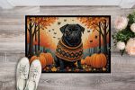 NEW Black Pug Fall Doormat Front Door Mat Indoor Outdoor Rugs for Entryway, Non Slip Washable Low Pile, 18H X 27W