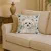 Bichon Frise Coastal Sea Glass Throw Pillow Decorative Indoor Outdoor Accent Cushion for Couch, Bed or Patio, 14Hx14W
