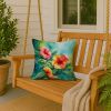 Hawaii Hawaiian Hibiscus in Watercolor Throw Pillow Machine Washable, Indoor Outdoor Decorative Pillow for Couch, Bed or Patio, 18Hx18W
