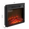 Electric Fireplace Insert 18" 1400W 120V ,Equipped with remote control, ultra thin heater with log set & realistic flame - BLACK
