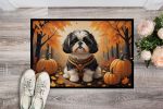 Shih Tzu Fall Doormat Front Door Mat Indoor Outdoor Rugs for Entryway, Non Slip Washable Low Pile, 24H X 36W