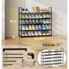 5-Tier Stackable Shoe Rack Organizer with Metal Frame, 35.5 inch Length, Holds 25–30 Pairs, Black