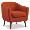 Orange Fabric Upholstered Accent Chair 1pc Espresso Finish Legs Button Tufted Solid Wood Furniture Living Room Chair