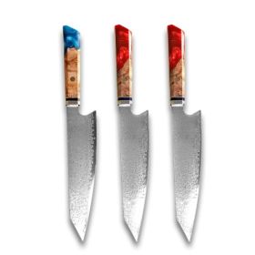 Chef's Knife For Japanese Cuisine In Damascus (Option: Blue Red Red-34.7cm)