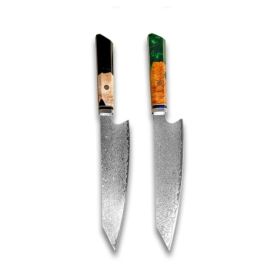 Chef's Knife For Japanese Cuisine In Damascus (Option: Green Black-34.7cm)