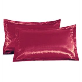 Pure color silk single pillow case (Option: Red-A pair)