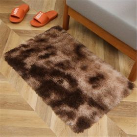 1pc, Plush Silk Fur Rug for Indoor Bedroom and Living Room - Soft and Luxurious Floor Mat (Color: Tie-dye Brown, size: 23.62*35.43inch)