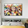 Hand Painted Oil Painting Abstract Portrait Wall Art Hand painted-Laughing Monkey Oil Paintings On Canvas-Hand Made Wall Graffiti-For Home Decoration