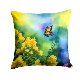 Kentucky Goldenrod in Watercolor Throw Pillow Machine Washable, Indoor Outdoor Decorative Pillow for Couch, Bed or Patio, 14Hx14W (Default: Default)